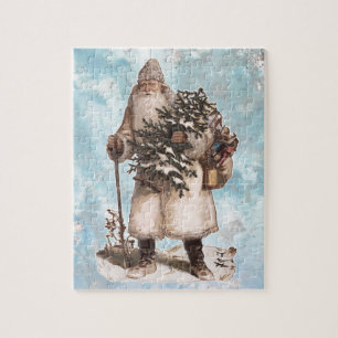 Vintage Weihnachtsmann Santa Silber Schnee fällt Puzzle