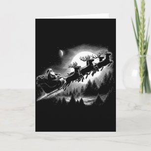 Vintage-Weihnachtsmann-Schlitten fliegt über den W Karte