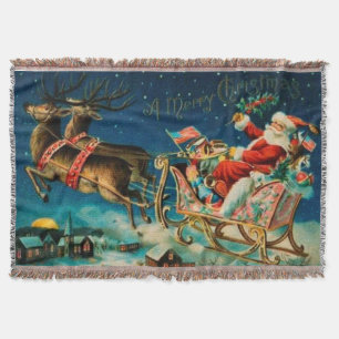 Vintage Weihnachtsmann-Schlitten Weihnachten Feier Decke