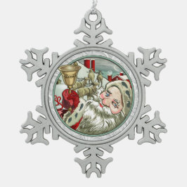 Vintage-Weihnachtsmann-Schneeflocken-Ornament mit Schneeflocken Zinn-Ornament