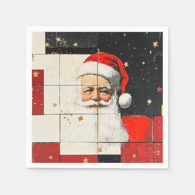Vintage Weihnachtsmann Serviette (Vorderseite)