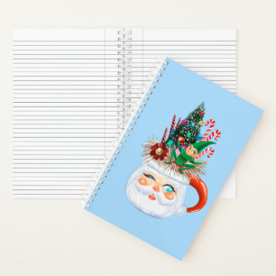 Vintage-Weihnachtsmann-Tasse Hellblau Notizbuch