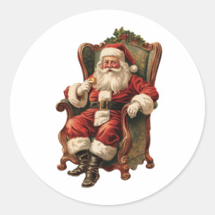 Vintage-Weihnachtsmann traditionelles Weihnachten Runder Aufkleber