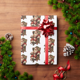 Vintage-Weihnachtsmann Traditionelles Weihnachtsmu Geschenkpapier