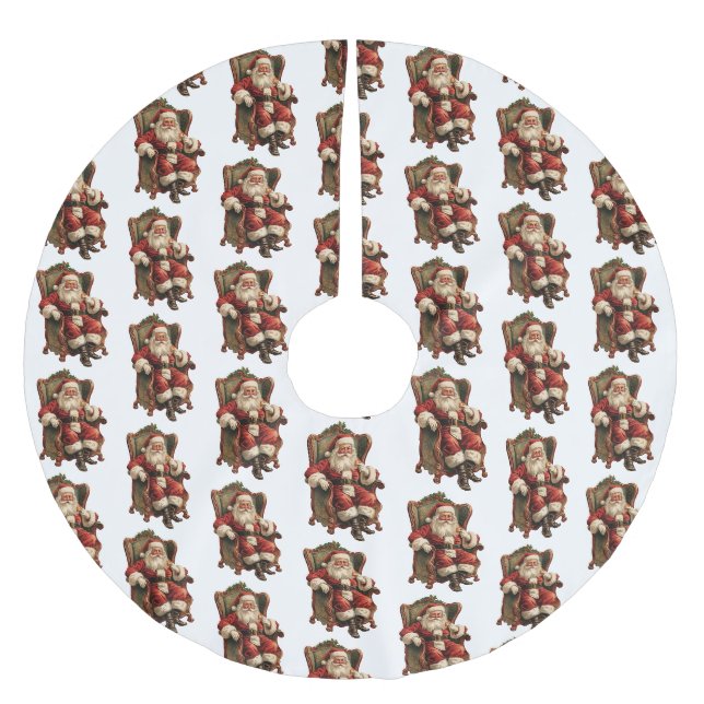 Vintage-Weihnachtsmann Traditionelles Weihnachtsmu Polyester Weihnachtsbaumdecke (Vorderseite)