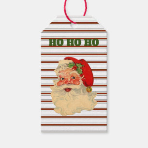 Vintage Weihnachtsmann über Lakritzstreifen Geschenkanhänger