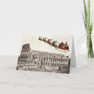 Vintage Weihnachtsmann über Rom Weihnachtskarte Karte