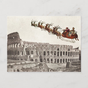 Vintage Weihnachtsmann über Rom Weihnachtspostkart Postkarte