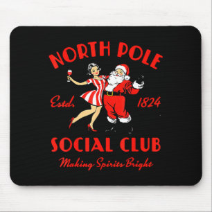 Vintage-Weihnachtsmann und Dame Wein Szene North L Mousepad