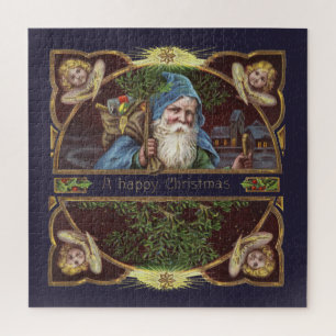 Vintage Weihnachtsmann und Engel Puzzle