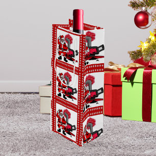 Vintage-Weihnachtsmann und Kohleofenbrenner-Weinge Geschenktüte Für Weinflaschen