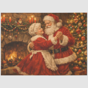 Vintage Weihnachtsmann und Mrs. Claus Tanz Seidenpapier