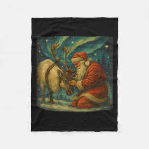 Vintage-Weihnachtsmann und Rentiere Weihnachtsnach Fleecedecke