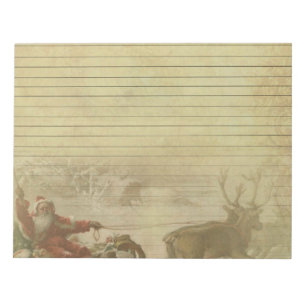 Vintage-Weihnachtsmann- und Schlitten-Notizblockpa Notizblock