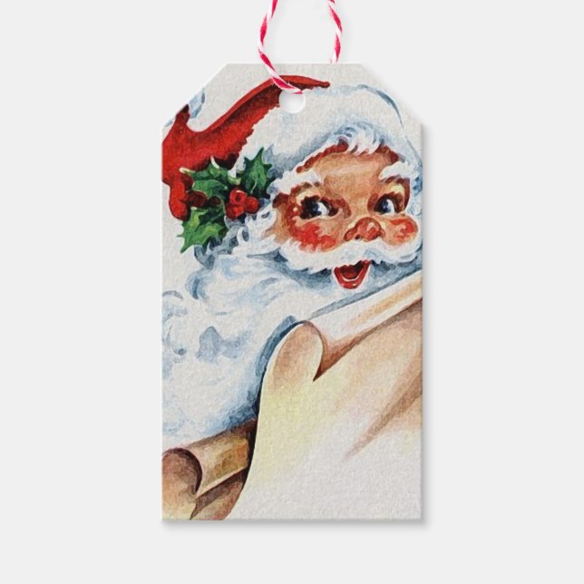 Vintage Weihnachtsmann Vater Weihnachten Geschenkanhänger (Vorderseite)