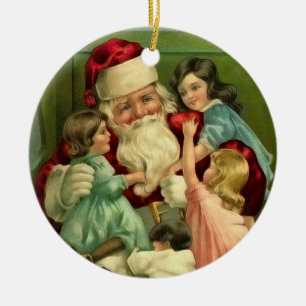 Vintage Weihnachtsmann-Verzierung Keramikornament