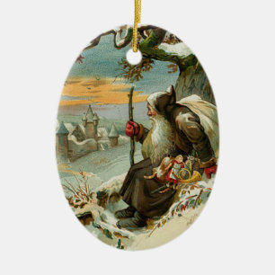 Vintage Weihnachtsmann-Verzierungen Keramikornament