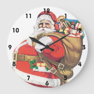 Vintage Weihnachtsmann, viktorianischer Weihnachte Große Wanduhr