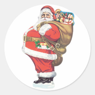 Vintage Weihnachtsmann, viktorianischer Weihnachte Runder Aufkleber