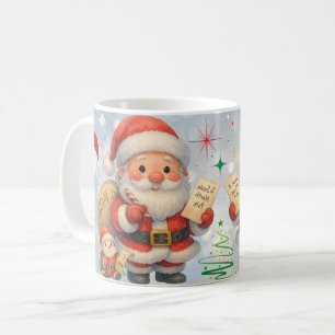 Vintage-Weihnachtsmann-Weihnachten mit gemütlichem Kaffeetasse