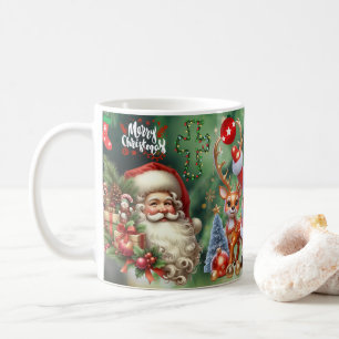 Vintage-Weihnachtsmann-Weihnachten mit gemütlichem Kaffeetasse