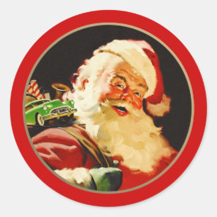 Vintage Weihnachtsmann Weihnachten Runder Aufkleber