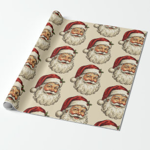 Vintage-Weihnachtsmann-Weihnachten-Santa-Muster Geschenkpapier