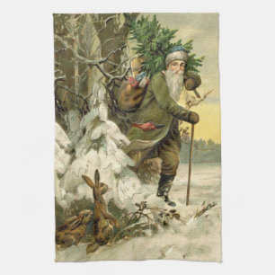 Vintage-Weihnachtsmann-Weihnachten-Victorianischer Geschirrtuch