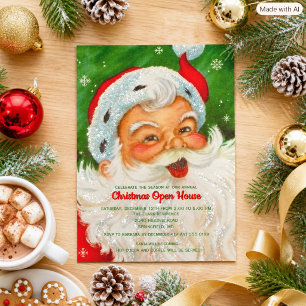 Vintage-Weihnachtsmann-Weihnachts-Open-House Einladung