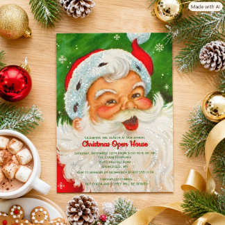 Vintage-Weihnachtsmann-Weihnachts-Open-House Einladung