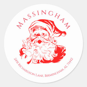 Vintage-Weihnachtsmann-Weihnachts-Rücksendeadresse Runder Aufkleber