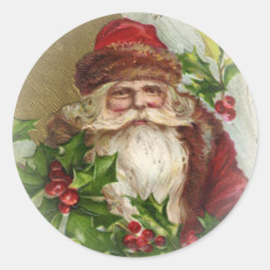 Vintage-Weihnachtsmann-Weihnachtsaufkleber Runder Aufkleber