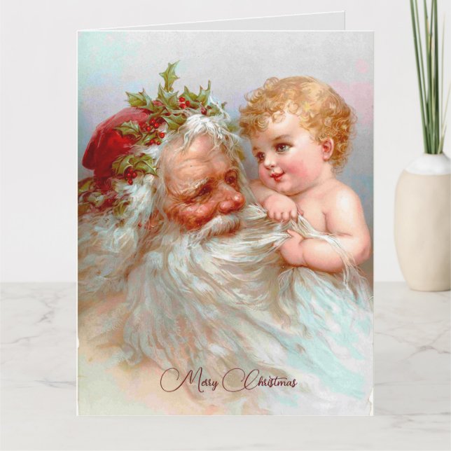 Vintage-Weihnachtsmann-Weihnachtsbrauch Karte (Vorderseite)