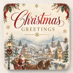 Vintage-Weihnachtsmann-Weihnachtskarte klassischer Getränkeuntersetzer