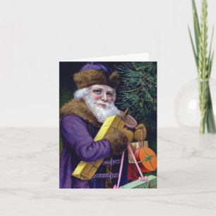 Vintage-Weihnachtsmann-Weihnachtsnotizkarten Notiz Feiertagskarte