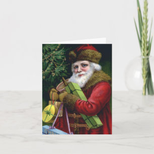 Vintage-Weihnachtsmann-Weihnachtsnotizkarten Notiz Feiertagskarte