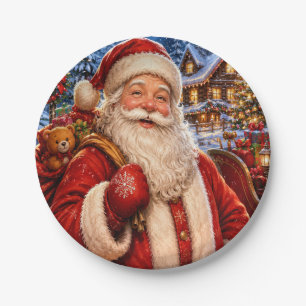 Vintage-Weihnachtsmann-Weihnachtspapierteller Pappteller