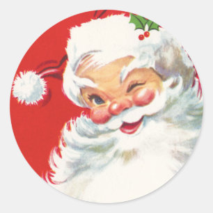 Vintage-Weihnachtsmann-Weihnachtssticker Runder Aufkleber