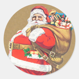 Vintage-Weihnachtsmann-Weihnachtssticker Runder Aufkleber