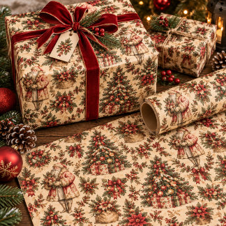 Vintage-Weihnachtsmann-Weihnachtsverpackungspapier Geschenkpapier