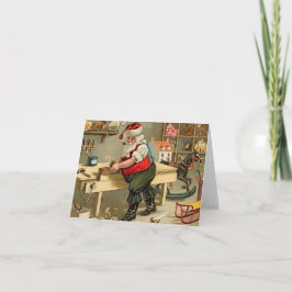 Vintage Weihnachtsmann-Weihnachtswerkstatt Feiertagskarte