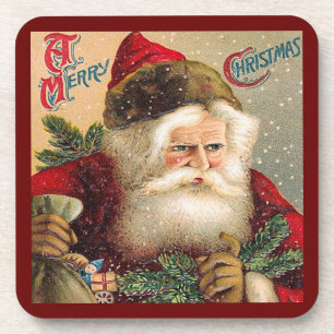 Vintage Weihnachtsmann weiß Set Korkuntersetzer Getränkeuntersetzer
