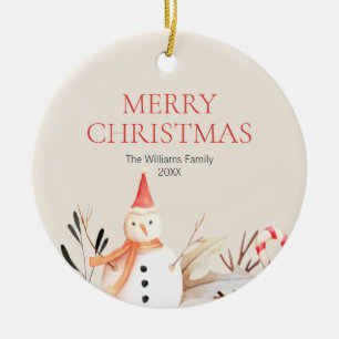 Vintage-Weihnachtsmann-Winter-Schneemann Keramik Ornament