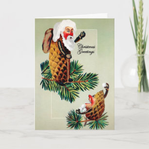 Vintage-Weihnachtsmann-Zapfen individuell anpassba Feiertagskarte