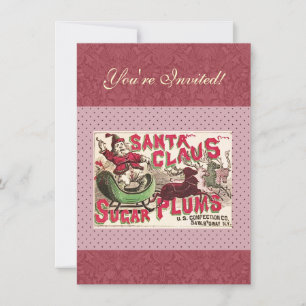 Vintage Weihnachtsmann Zuckerpflaumen Werbung Anti Einladung