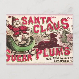 Vintage Weihnachtsmann Zuckerpflaumen Werbung Anti Feiertagspostkarte