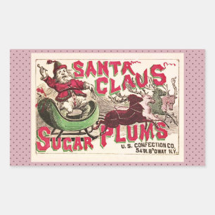 Vintage Weihnachtsmann Zuckerpflaumen Werbung Anti Rechteckiger Aufkleber