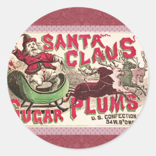 Vintage Weihnachtsmann Zuckerpflaumen Werbung Anti Runder Aufkleber