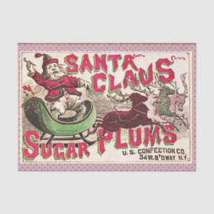 Vintage Weihnachtsmann Zuckerpflaumen Werbung Anti Seidenpapier