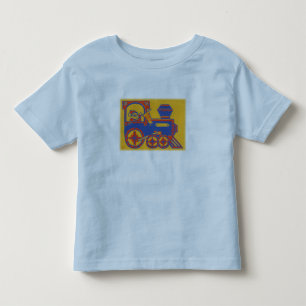 Vintage-Weihnachtsmann-Zug Blockdruck Kleinkind T-shirt